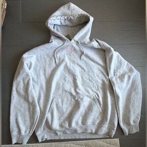 LONELY GHOST ‘Text Me When You Get Home’ Light Gray, Pink Font Hoodie